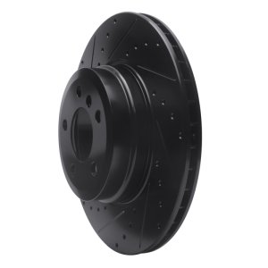 BMW X6 Brake Rotor (1) - Rear Left - R1 Concepts - Drilled & Slotted - Black - `07-`19